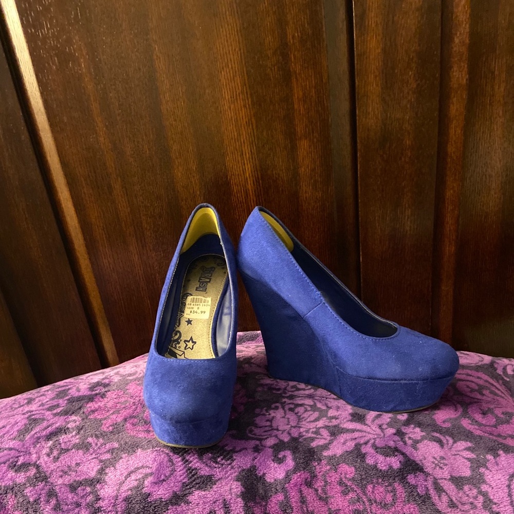 Blue Wedge Heels